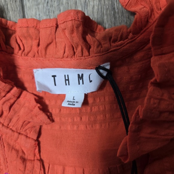 THML The Norah Embroidered‎ Button Down Shirt Womens Large Orange NWOT - Picture 3 of 10
